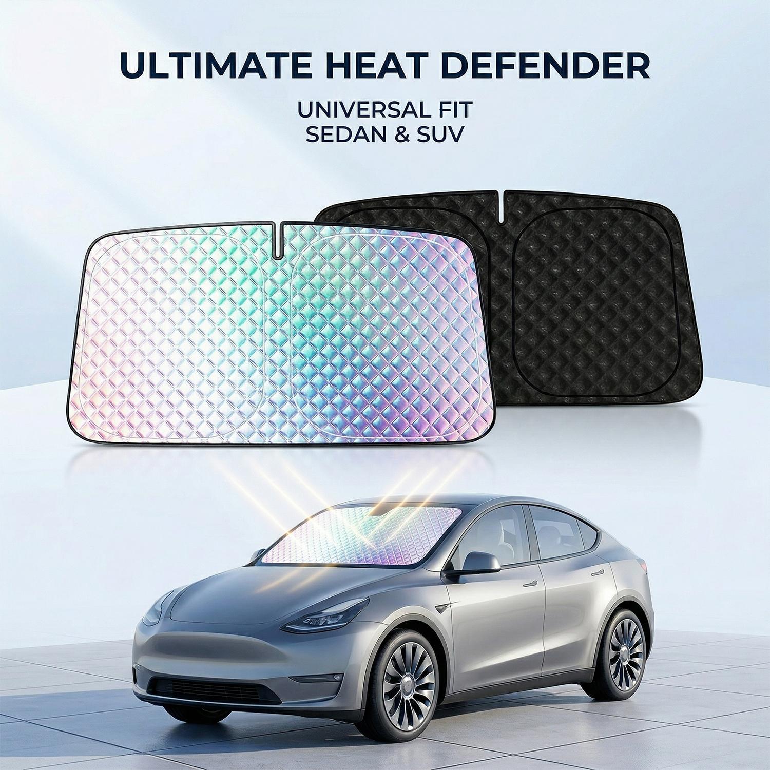 Foldable Car Sun Shade Umbrella for Windshield, UV & Heat Reflector, Keeps Sedan/SUV Cool