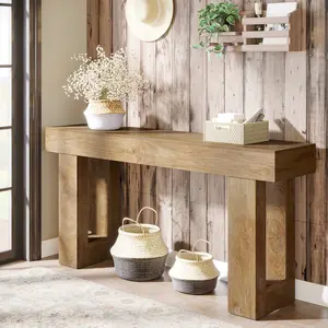 LITTLE TREE 63-Inch Long Console Table, Wooden Rectangular Sofa Table Behind The Couch, Farmhouse Entryway Table for Entrance, Hallway, Living Room LITTLE TREE 63-Inch Long Console Table, Wooden Rectangular Sofa Table Behind The Couch, Farmhouse Entryway Table for Entrance, Hallway, Living Room