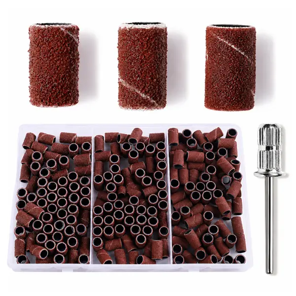 210PCS Nail Drill Sanding Bands Set with Mandrel Bit, 3 Grits Coarse Medium Fine, Electric Nail File Drill Bits for Manicure Pedicure, Acrylic Nails, Gel Polish Removal, Nail Shaping & Smoothing