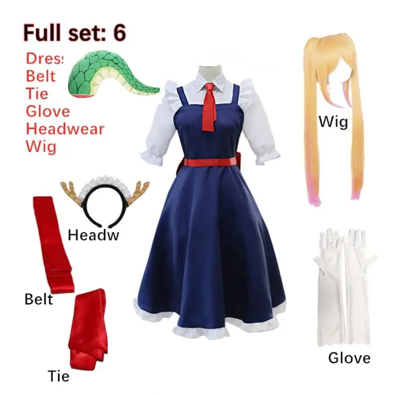 Dragon Maid Cosplay Costume Tohru Anime Dress Miss Kobayashi's Blue Dragon Maid KannaKamui Cosplay Halloween Costumes for Women