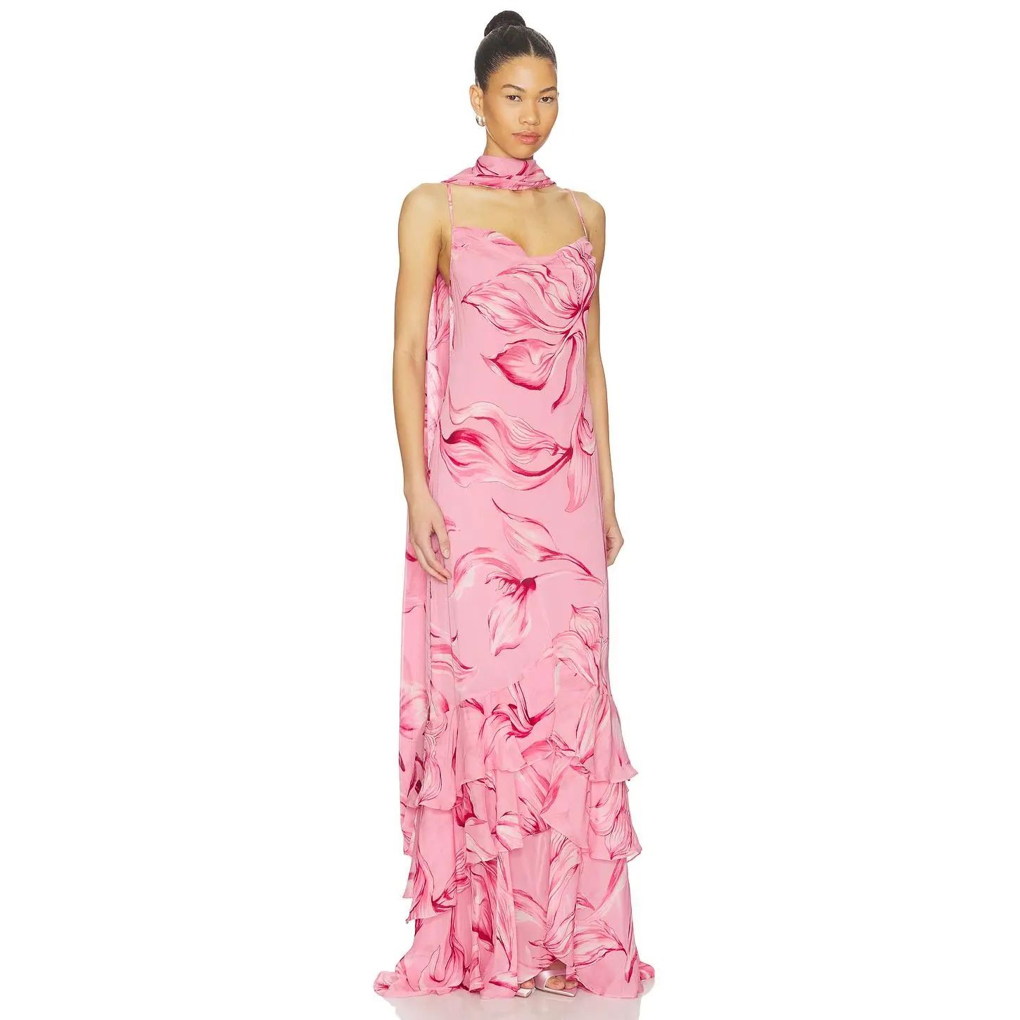 ROCOCO SAND Cowl Maxi Dress With Sash in Pink