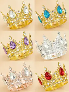 1pc Baroque Round Crown Alloy Headpiece, Birthday Crown for Eighteenth Adult Ceremony, Queen Tiara, Party Decoration, Jewellery