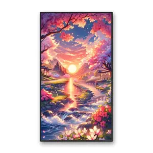 Sunset Landscape Pattern DIY Diamond Arts Colorful Painting Kit, DIY 5D Diamond Arts Colorful Painting Kit, Wall Art Decor for Home, Diamond Painting Kits