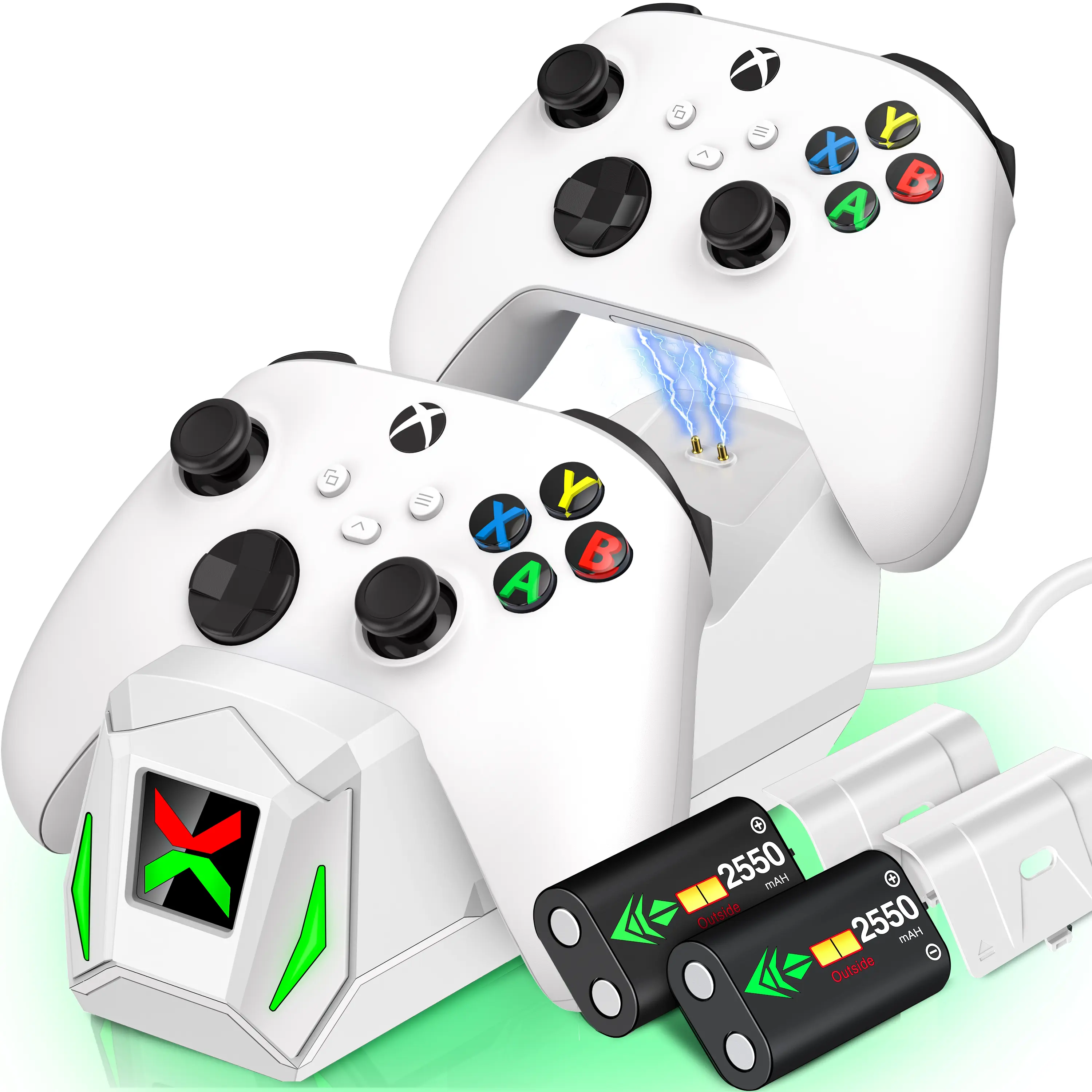 Controller Charger Station for Xbox one, Charging Dock Station for Xbox one Controller Battery Pack, 2 x 2550mAh Rechargeable Battery Pack Compatible with Xbox Series X|S/Xbox One/Xbox One S/X/Elite Controller