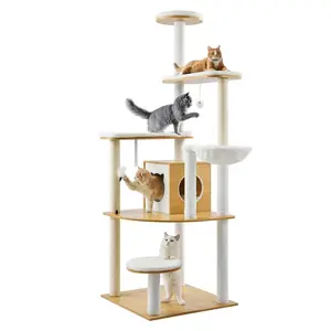 【Spotlight Day】Large Cat Tree 68.9" Tall Cat Tower Multi-level Cat Condo Indoor Play House