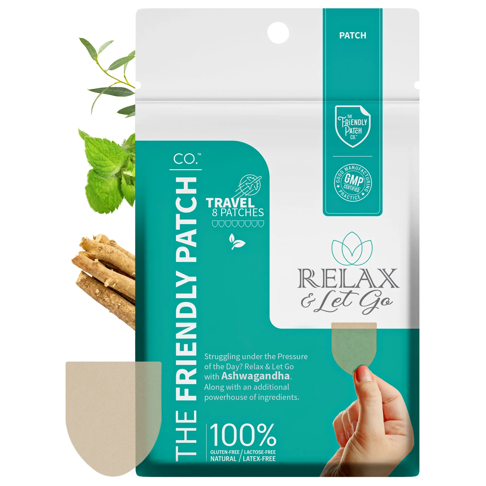 Zen - Relax & Let Go Ashwagandha, GABA, Magnesium Calm patches travel  8 pack