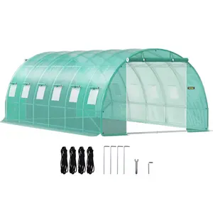 VEVOR Walk-in Tunnel Greenhouse, TikTokShopBlackFriday, Portable Hot House, Max. 20 x 10 x 7 ft, Galvanized Steel Hoops, 3 Top Beams, 2 Zippered Doors, Diagonal Poles VEVOR Super Brand Day