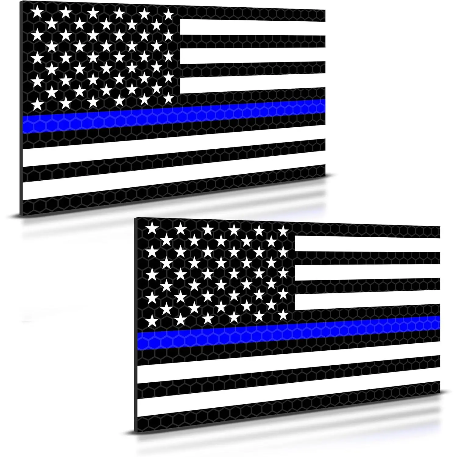 2PC Reflective Thin Blue Line Car Magnets & Decals - 5x3 In, American Flag Decal, Magnet Sticker, Thin Blue Line Flag Sticker, US Nation Pride Bumper Accessories for Trucks, Law Enforcement, Car Magnets And Decals, American Flag Decal Car Stickers