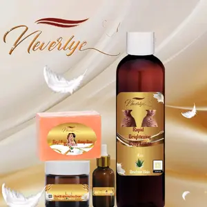 Neverlye Rapid Brightening 4pcs Kit - Lotion Soap Bar Cream Serum Oil for Brighter Skin - Enhance Your Skin's Glow Body Care