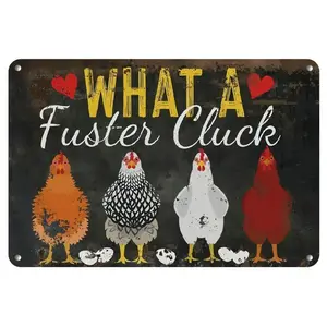 "What a Chaotic Chicken Coop" Funny Chicken Cage Sign- Vintage Farmhouse Decoration, Rustic Iron Wall Art 8x12inch Durable for Indoor and Outdoor Use, Great Gift for Chicken Keepers and Avian Enthusiasts, Fun Typography| Decorative signs
