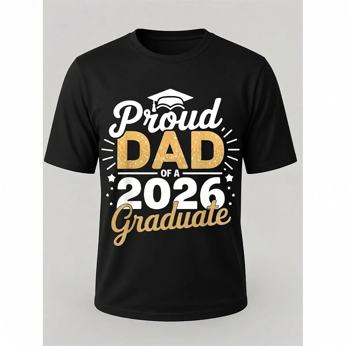 Men's Class of 2026 Graphic T-Shirt, Heavyweight 220gsm Cotton Short-Sleeve Top, Loose Fit Streetwear Style, Proud Dad Graduation Gift, Shortsleeve, Fashion