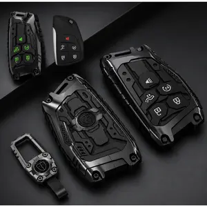 Key Fob Cover for Chevy Silverado 1500 GMC Sierra 1500 2022-2026, Heavy Zinc Alloy Key Case for Chevrolet Tahoe Silverado Sierra 2500HD 3500HD Buick Envision, 5 Button Key Protector with Glow Buttons