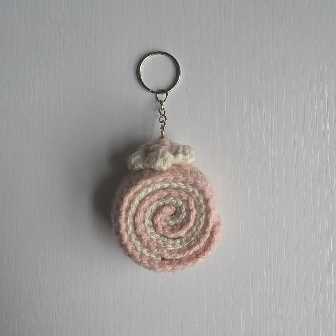Swiss Roll Cake Crochet Key Bag or Backpack Accessory Lightweight Durable Sturdy Keyring for Keys Bags Backpack - Handmade