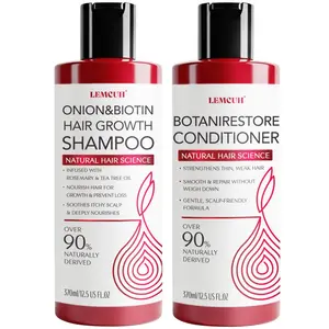 Lemcuh Gentle Shampoo & Conditioner Set for Thinning Hair and Itchy Scalp – Natural Biotin, Onion & Rosemary Formula, Sulfate Free, Paraben Free, Nourishing, Safe for Sensitive Scalp, 25 Fl Oz