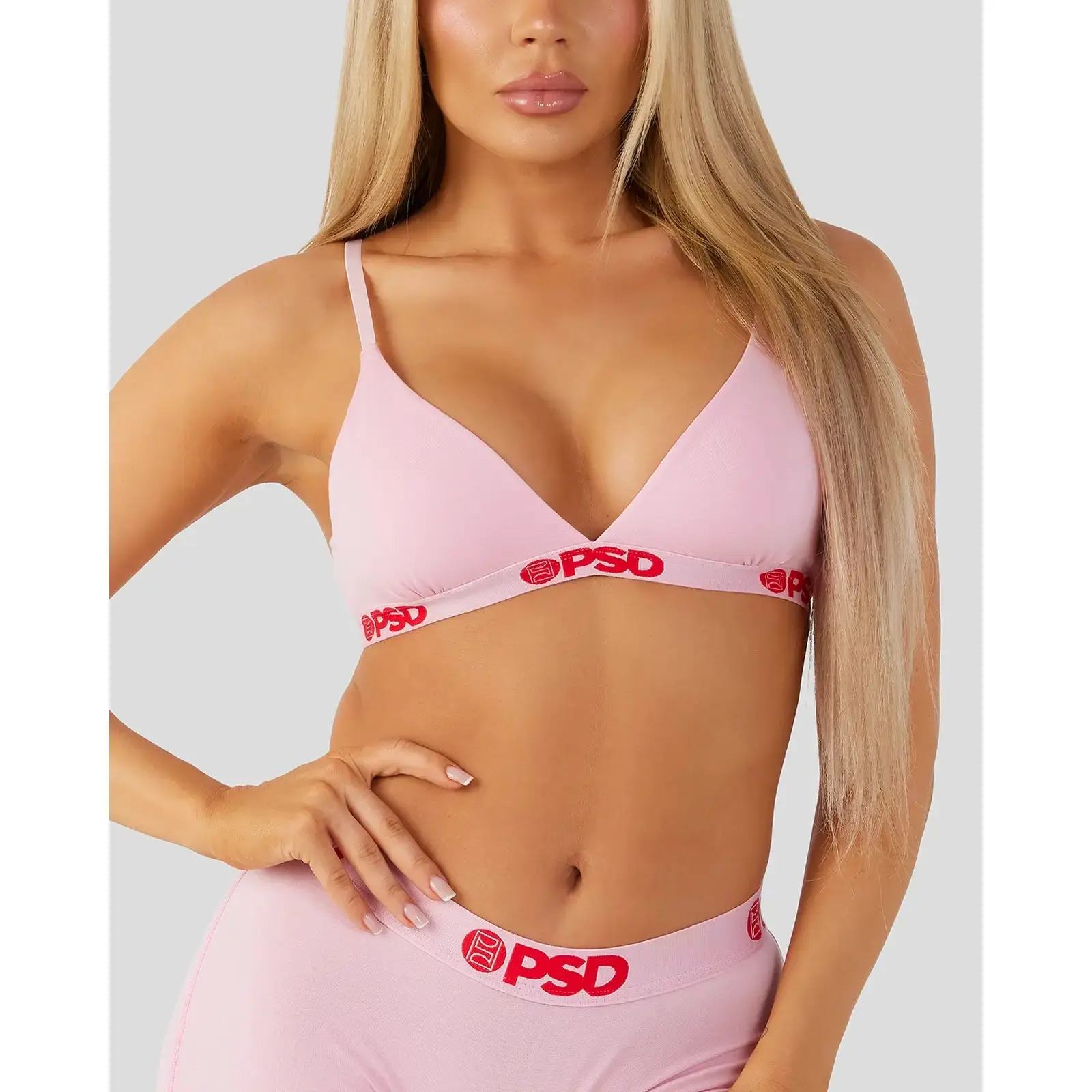PSD Womens Pink Triangle Bralette - Premium Modal Fabric Bralette with Adjustable Straps, Soft Comfortable and Cute Womenswear