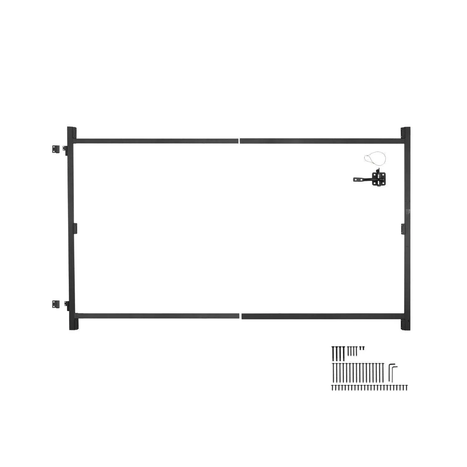 Black Metal Thick Iron Gate Building Kit with Concealed Hinge, Load Bearing, for 60-96 in Wide Openings, 6-7 ft High Fences, Outdoor Home Improvement Door, Father's Day Gift