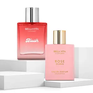 BellaVita Luxury Blush & Rose Perfume Combo for Women | Eau De Parfum Gift Set | Long Lasting Floral, Woody & Musky Fragrances | 2 x 100ml | Elegant & Cruelty-Free Perfume Duo