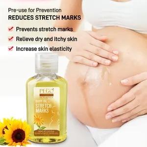 PEGO Stretch Mark Body Oil for Pregnancy, Natural, Safe, Stretch Marks for All Skin Types, Sunflower Seed Oil 2.03 oz, 2 pcs