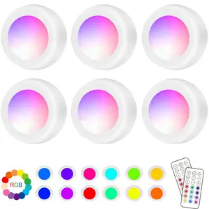 Wireless Puck Lights Under Cabinet Lighting, LED Wall Decor Tap Lights Art Painting Light with Remote, Colors Changing RGB Ambient Light Modern Night Light for Home Halloween Christmas Party