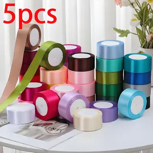 5Pcs Luxury Grade Satin Ribbon Set - Premium Soft Silk-Touch, Budget-Friendly Must-Have for DIY, Gift & Wedding Decor (Home & Festive Party Supplies)