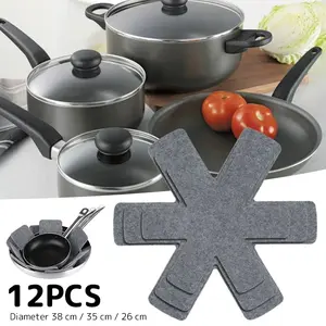 12/24PCS Pot and Pan Protectors – Non-Woven Fabric Separator Pads for Cookware, Anti-Scratch, Heat-Resistant, 3 Sizes