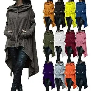 New Solid Color Oversized Women’s Batwing Hooded Asymmetric Casual Loose Coat Sweatshirt Pullover Cape Shawl Oversized Hoodie