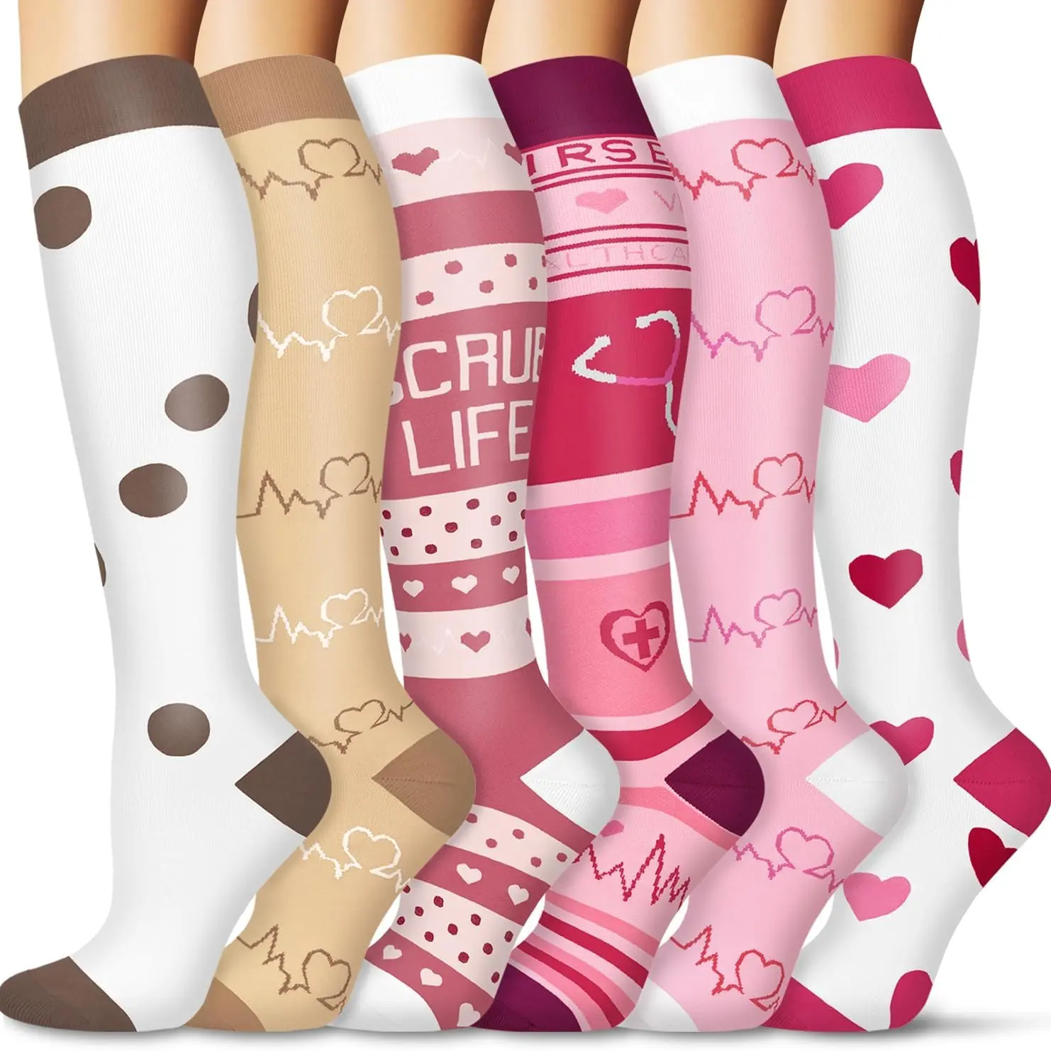 Pink Brown Style(6 Pairs )