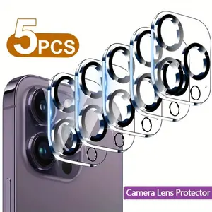 5 pcs Clear Protective Glass For IPhone16/16Plus/16Pro/16Pro Max, iPhone15/15Mini/15Pro/15Pro Max iPhone14/14Plus/14Pro/14Pro Max, iPhone13/13Mini/13Pro/13Pro Max Camera Lens Protector for iPhone 11pro/Max/15 Pro Max