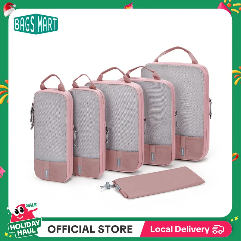 BAGSMART Compression Packing Cubes for Suitcases - 6 Set Travel Organizer Polyester Cubes for Luggage Organization TikTokShopHolidayHaul