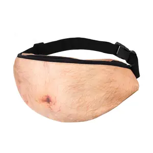 White Elephant Gifts Realistic Human Skin Fanny Pack Adjustable Zippered Belly Bag for Party Halloween Costume Gag Gift & Daily Accessory