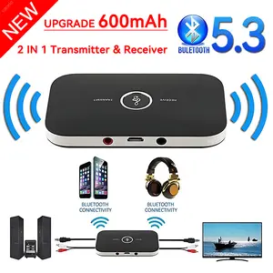 B6 2 IN 1 Bluetooth 5.3 Audio Transmitter Receiver 3.5mm AUX Jack RCA USB Dongle Music Wireless Adapter For Car PC TV Headphone retro mp3 player type earphone ear hook design over special gift immersive sound outdoor party in-ear noise cancelling phones