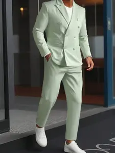 Men's British Style Suit Set, Exquisite Suits, Two-Piece Business Wedding Party Evening Dance Wear, Casual Fitted Woven Fabric, Spring & Fall