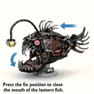 1038-Piece Creative Mechanical Fish Lantern Building Block Set — An Ideal Choice for Craft Enthusiasts — 3D Assembly Model Building Blocks (Birthday Gift)