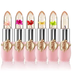 6 Pcs/Set Flower Jelly Lipstick Set Temperature Change Moisturizer Long Lasting Nutritious Balm Magic Color Change Lip Gloss
