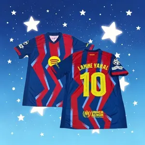 2025 2026 Home Red Blue 10 Yamal Short sleeve Soccer jersey