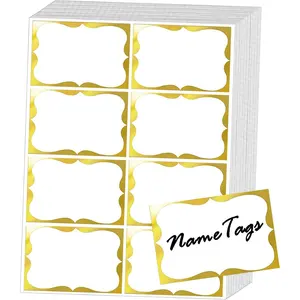 Gold Foil Name Tags Stickers, 3.5" x 2.25" Adhesive Sticky Name Tags Gift Labels for Class Union, Conference, Family Gatherings, 200PC (Gold)
