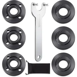 7-Piece Metal Locking Flange Hex Nuts & Wrench Set - 5/8-11 Replacement Parts for 4.5 in, 5 in Power Tool Accessories, Includes Storage Bag