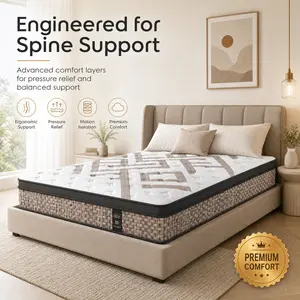 12/14 Inch Six-Layer Mattress in a Box, Double Coil Spring, Pressure Relief & Quiet Support, Comfort Bed Mattress, Twin/Full/Queen/King Sizes