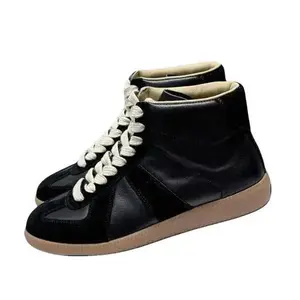 Men's and women's classic cowhide and suede German Army Trainer casual chic multiple colors flat ankle boots designer inkjet painting high top shoes size 36-45