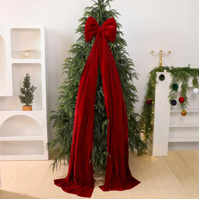Large Wine Velvet Bow Tie, Christmas Tree Decoration, Holiday Window Hanging Ornament, Festive Home Decor Accessory