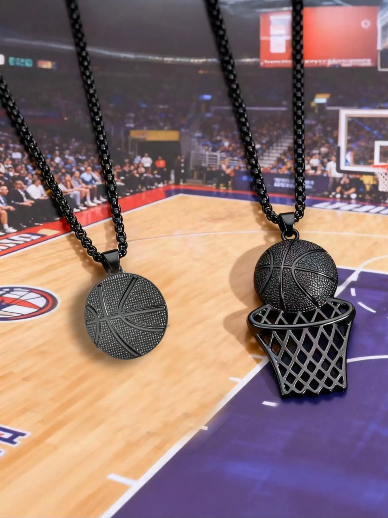 Men's Basketball Necklace Set, 3D Basketball Pendant, Hip Hop Sports Jewelry, Perfect Gift for Basketball Players and Fans, Cuban Link Necklace, Cuban Link Chain
