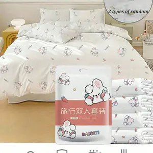 Hotel Accommodation Disposable Extra-Wide Four-Piece Set, Four-Piece Set, Washable Disposable Bed Sheets and Pillowcases, Travel Essentials