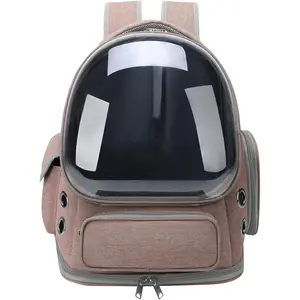 Breathable Bubble Cat Backpack Carrier for Cats and Small Dogs, Airline Approved Pet Travel Carrier for Hiking Camping Outdoor Brown