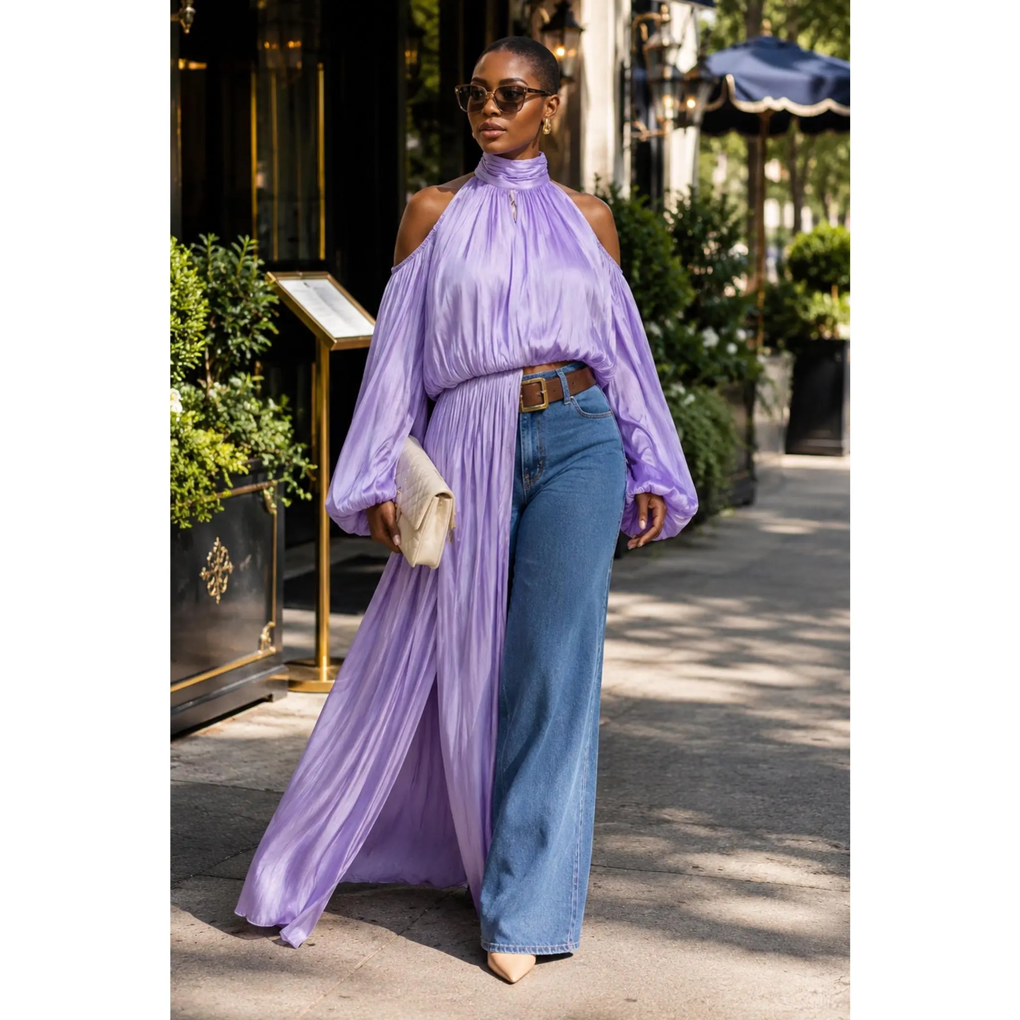 Noelle Cut Out Blouse (Lilac)