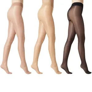 Sheyeah Women's 3-Pack High-Waist Tights, Oil-Shine Sheer Silky Pantyhose, Ultra-Smooth Glossy Multi-Pack Stockings