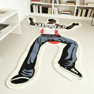 Bizarre character design, irregular carpet, Decorative area rug, Durable decorative mat, multi-color velvet floor mat, bedroom anti-slip wear-resistant foot mat, personalized space decoration mat, suitable for Instagram style/street trend home decoration