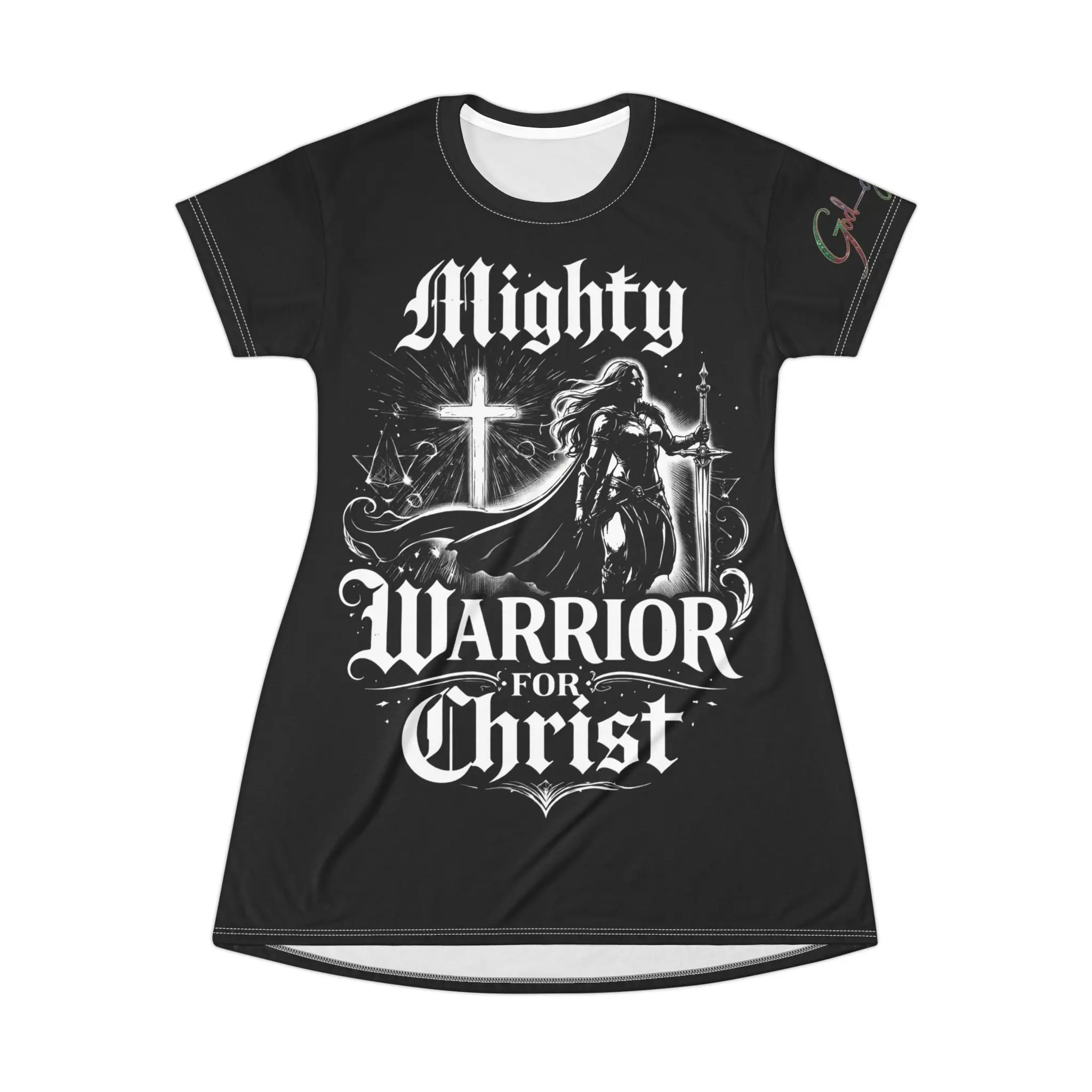 Christian T-Shirt Dress  "Mighty Warrior for Christ" Graphic