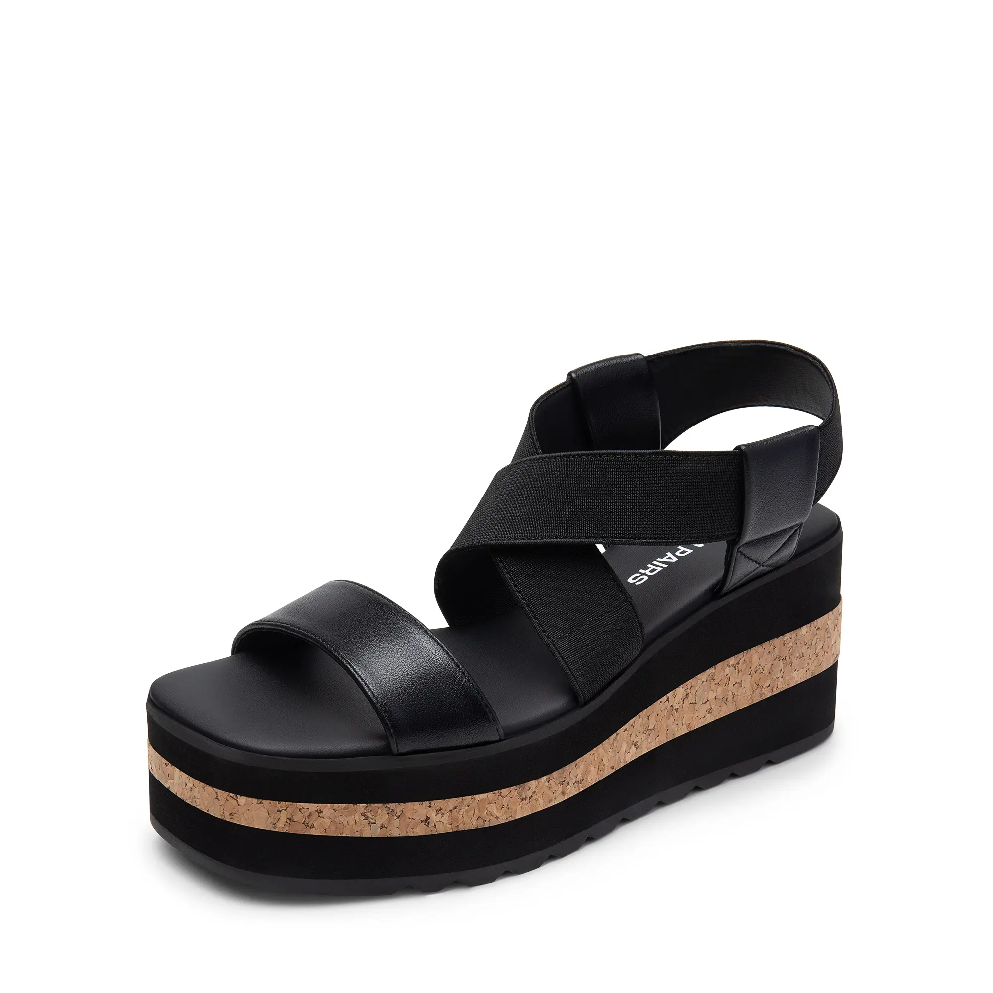 Dream Pairs Women's Sporty Chunky Platform Sandals, Slip-On Open Toe with Crisscross Elastic Straps, Cushioned Cork & EVA Sole, Flat Sole Sandals, Higher Platform Sandals