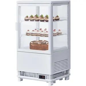 【GARVEE】Commercial Refrigerator, 2.1 Cu.Ft Commercial Display Fridge, Single Door Cake Fridge Merchandiser Display Beverage Cooler Double-Layered Glass, Refrigerator with LED Lighting, Adjustable Shelves