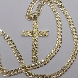 CROSS  new fashion style    gold-plated CUBAN  CHAIN 24"inches fancy design 3"inches big High End Necklace